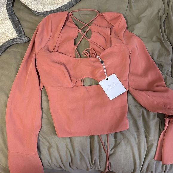 NWT L’Academie nikita corset long sleeve structured blouse - Picture 5 of 6